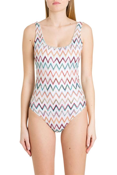 Missoni Multicolor One-piece Swimsuit With Zig Zag Motif In 108