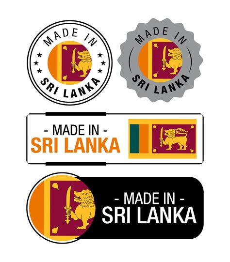 Set of Made in Srilanka labels, logo, Srilanka Flag, Srilanka Product