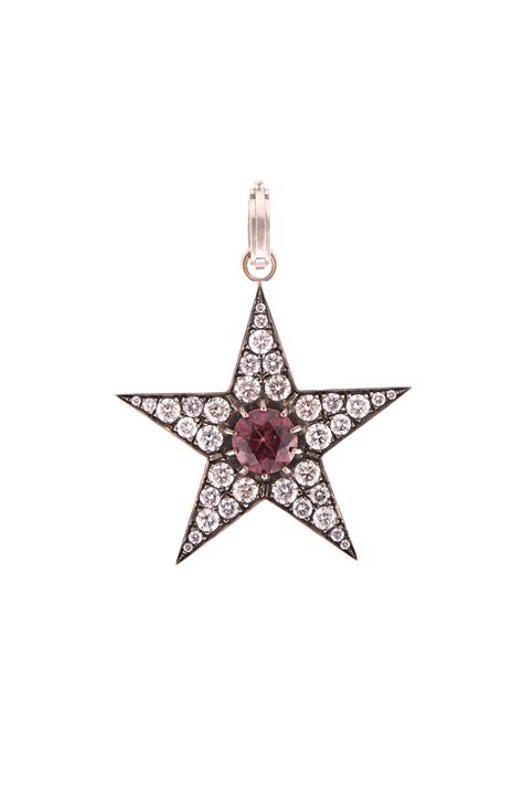 Sylva & Cie - Diamond & Magenta Zircon Star Pendant