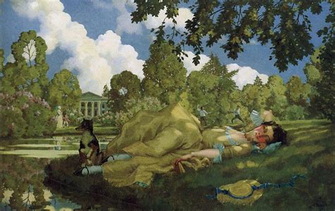 Sleeping Young Woman in Park - Konstantin Somov - WikiArt.org ...