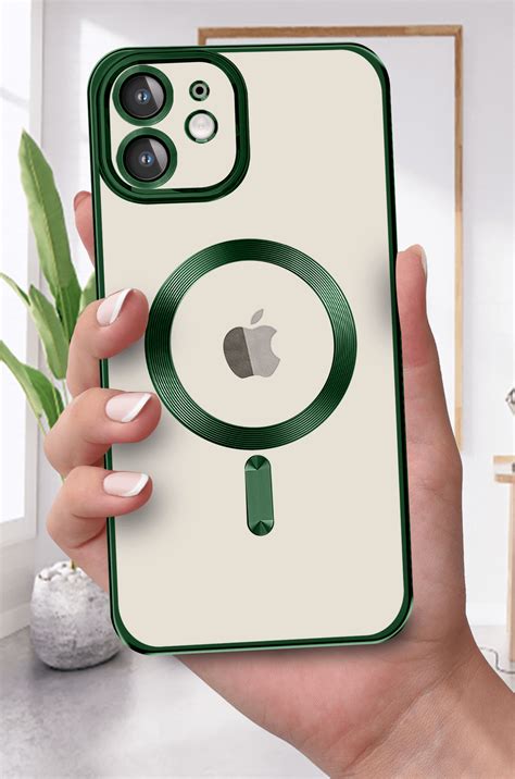 etui do iphone 11 magsafe pretty z zielona ramka + szkło