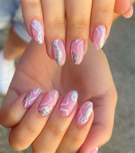 50+ Pretty Spring Colour Nail Ideas & Designs : Glittery, Swirl & Pink ...