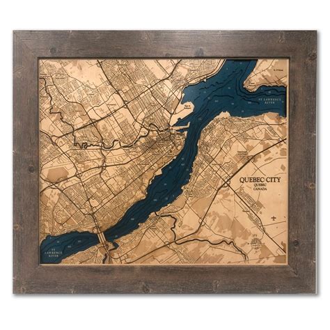 Quebec City Map, St Lawrence River Map, Custom Wood Map, 3D Wall Art, Contour Map, Lake House ...