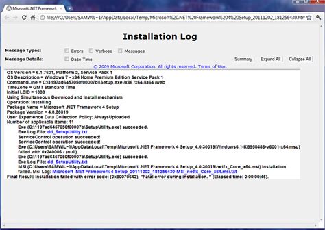 Microsoft .Net Framework 4 Fatal Error During Installation 0x80070643 ...