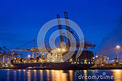 Container Terminal At Night Stock Photos - Image: 7903993