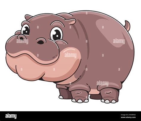 Cute Cartoon Hippo Character Illustration Stock Vector Image & Art - Alamy