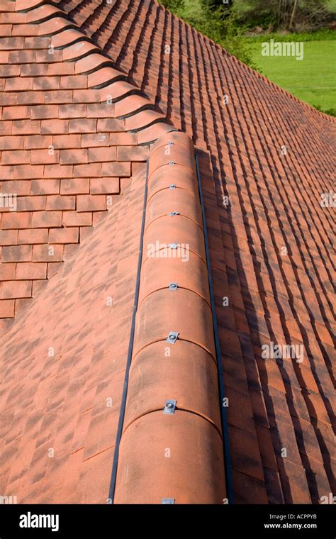 ridge tile detail  house roof stock photo alamy