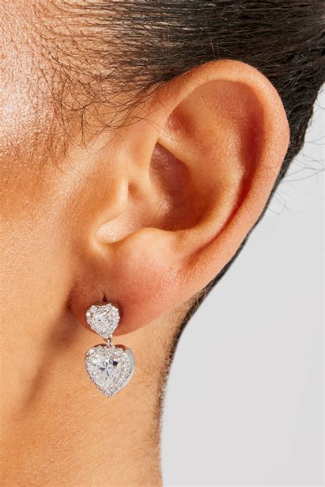 Double Heart Drop Earrings - White | Womens Earrings | Shop Drop ...