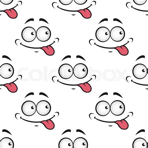 Cartoon face licking its lips seamless pattern | Stock vector | Colourbox
