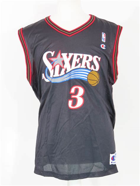 Allen Iverson 76ers Champion Black Jersey - 5 Star Vintage