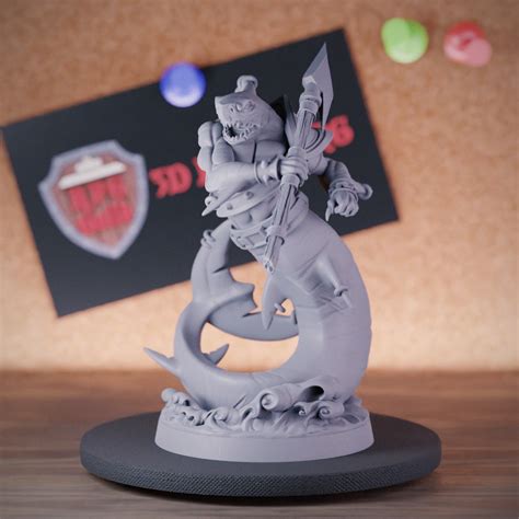 Sharkfolk Marine Miniature Underwater Monster Dungeons and Dragons Mini ...