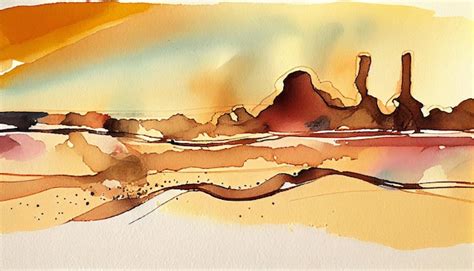 Premium AI Image | Watercolor painting of a desert landscape with ...