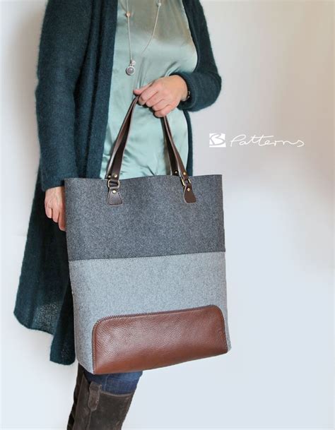 Elegante Filztasche mit Lederboden selbstgenäht nach Schnittmuster ...