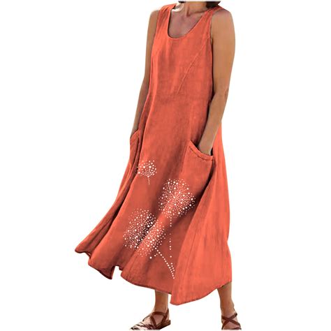 summer maxi dress womens linen dress sleeveless loose dresses casual