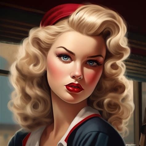 Premium AI Image | style retro pin up girl illustration