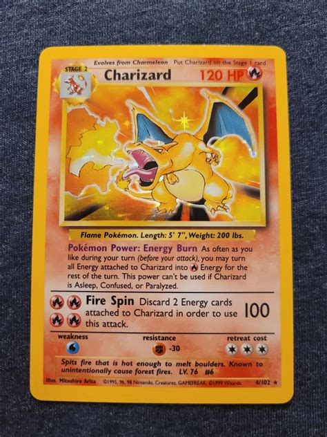 Base Set Charizard with some holo scratches and edge wear. I'm thinking ...