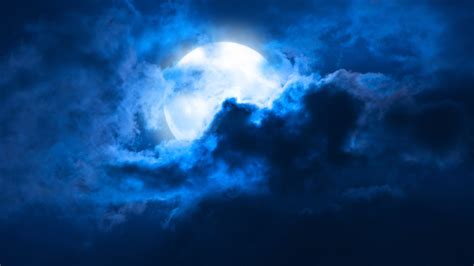 Whie Clouds Blue Sky Moon Background 4K HD Moon Wallpapers | HD