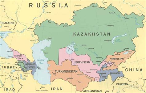 Central Asia Maps, Caucasus, Kazakhstan, Uzbekistan, Turkmenistan ...