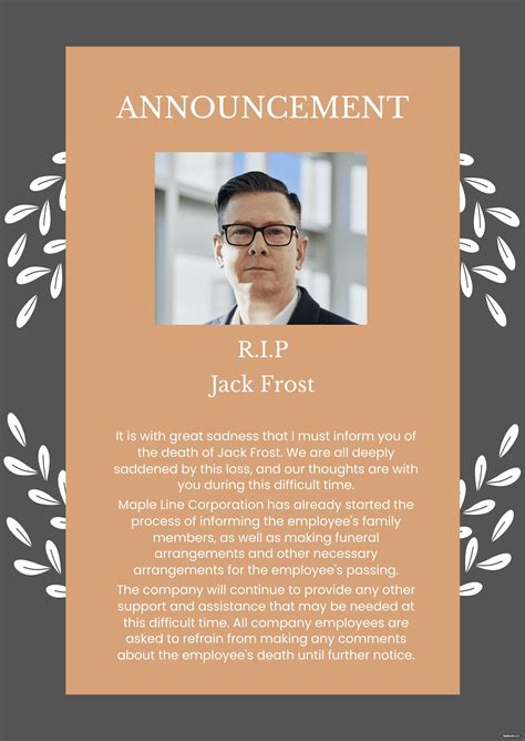 Death Announcement Ideas - Examples 2022