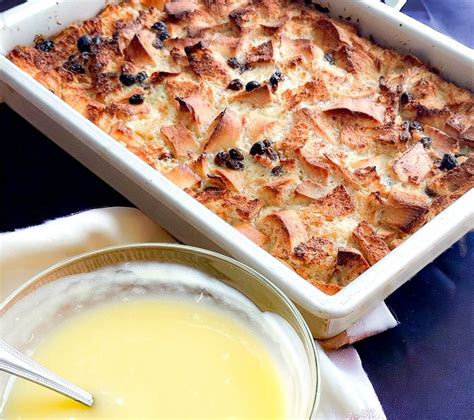 Cinnamon Raisin Bread Pudding (with Custard Sauce)