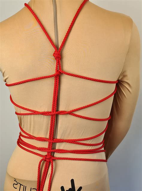 Shibari Style Red Rope Dress Harness Fully Adjustable Self Tie Bondage ...