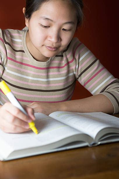 kids highlighting book stock  pictures royalty
