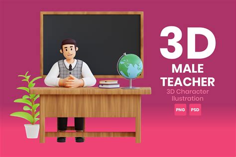 Male Teacher 3D Character Illustration Graphic by imoogigraphic