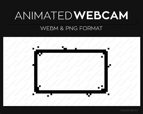 Animated Black Pixel Webcam Frame Overlay, Webcam Border, Premade