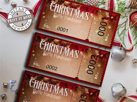 RAFFLE TICKET TEMPLATE, Christmas Raffle Ticket, Christmas Ticket