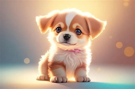 cute puppy dog  pastel background ai generative premium ai