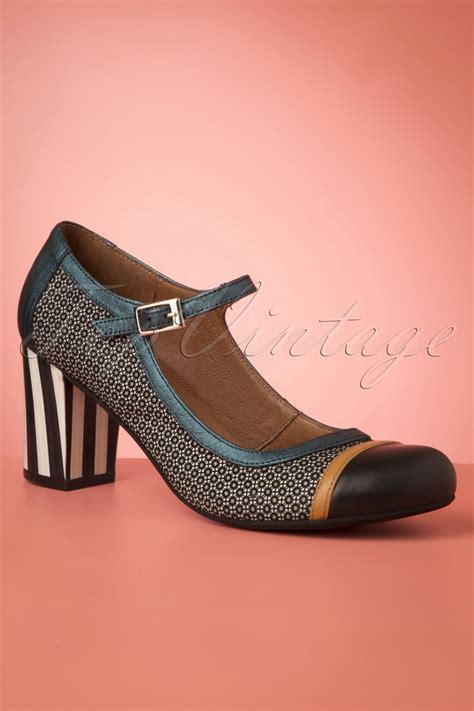 Nemonic 60s Listas Leather Mary Jane Pumps in Blue | Shop at Topvintage