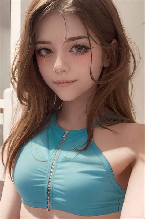 A close up of a woman in a blue top posing for a picture - SeaArt AI