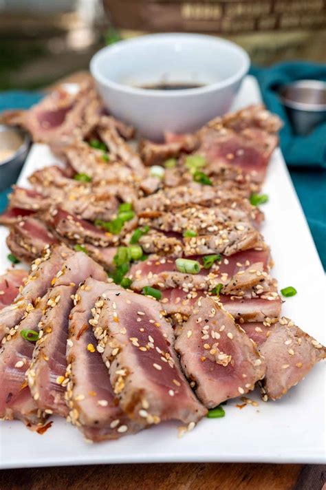 Grilled Ahi Tuna Steaks with Sesame Soy Dipping Sauce - Girls Can Grill