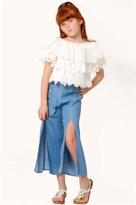 Hannah Banana | Girls Front Slit Chambray Culottes – myhannahbanana