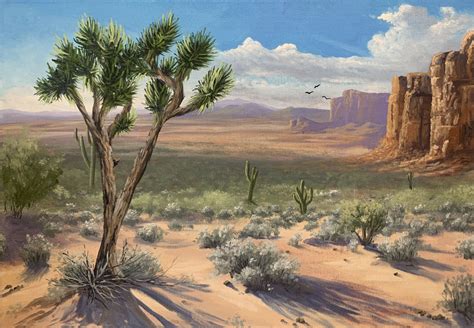 Desert Landscape Painting in Oil