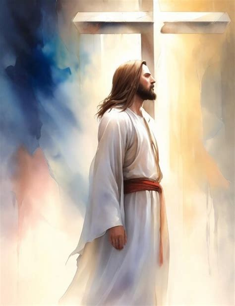 Premium AI Image | beautiful painting of jesus and cross