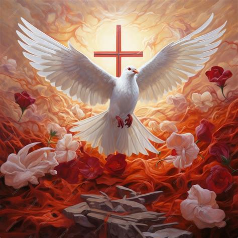 Premium AI Image | A white dove with the star of god in the background