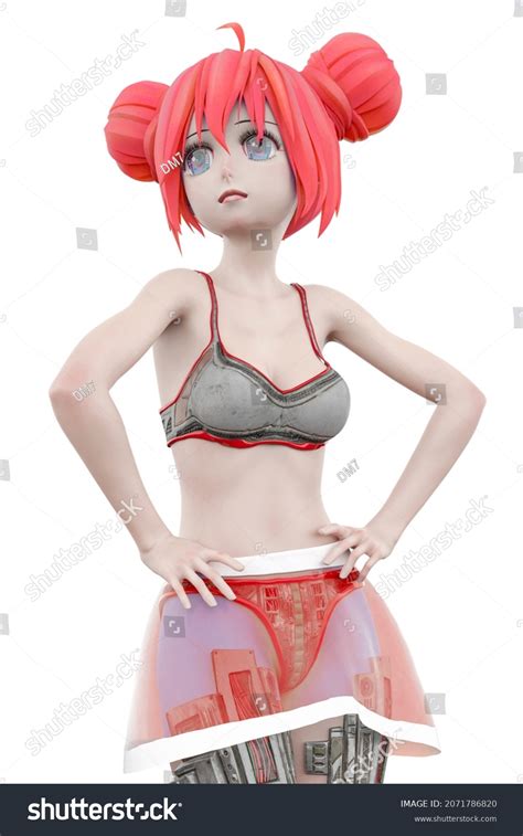 Manga Bikini Girl White Background This Stock Illustration 2071786820