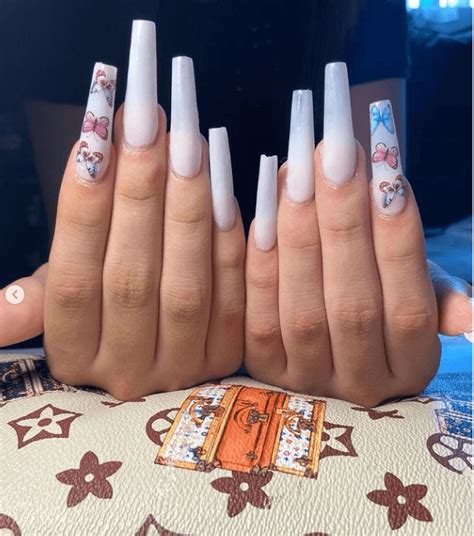 30 Gorgeous Baddie White Nails With Butterflies Ideas