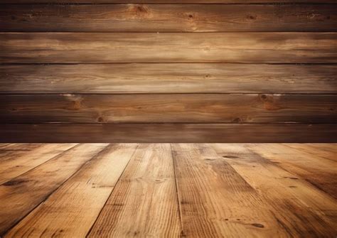 Premium Photo | A wooden floor with a wooden wall in the background