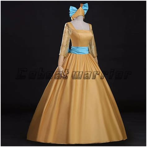 Princess Yellow Dress Anastasia Cosplay Costume For Women Adult Custom Made