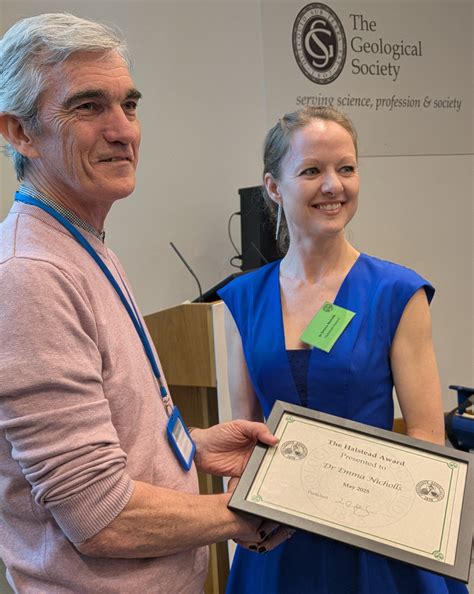 Geologists' - Dr Emma Nichols receiving the Geologists' Association