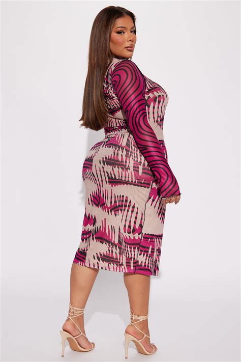 Katalina Midi Dress - Nude/combo | Fashion Nova