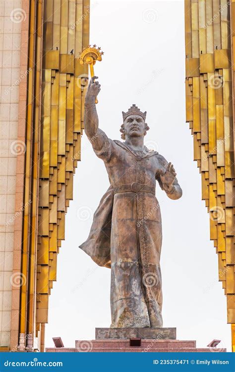 Statue Of Somoni. Dushanbe, Tajikistan Stock Image | CartoonDealer.com ...