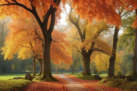 premium photo autumn fall nature scene beautiful autumnal park