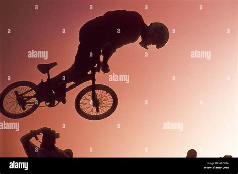 biker jump bike stock photo alamy