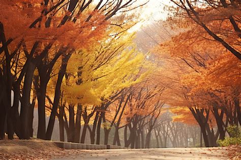 pohon musim gugur melalui taman taman taebong jatuh jatuh musim