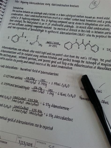 Organic Chemistry Lab Notebook Example 9
