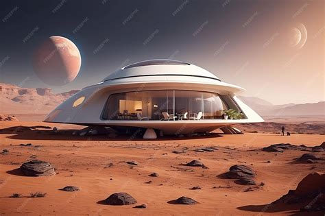 火星で作られた未来の家 - 未来の建築家 - デザイン家 - 火星人 | プレミアム写真