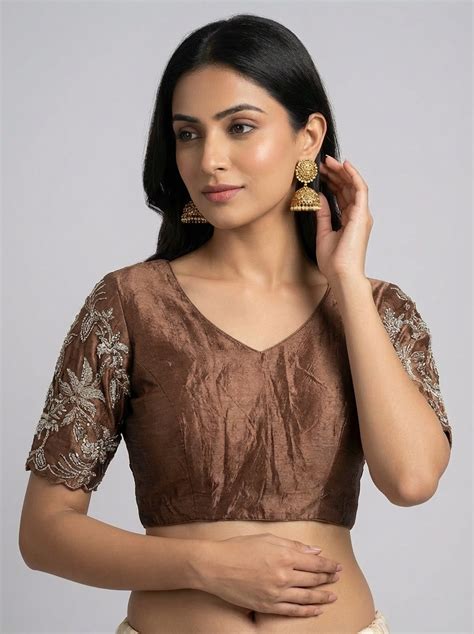 aashvi copper tissue blouse issa studio